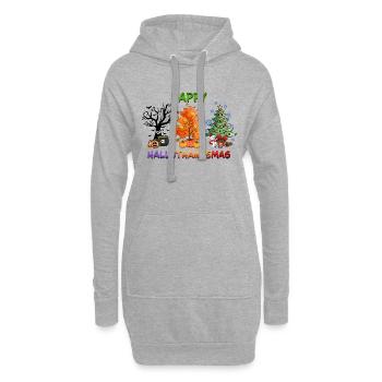 Joyeux arbre de Noël Hallothanksmas - Sweat-shirt à capuche long Femme - gris chiné - Devant