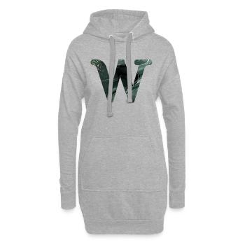 Lettre w marbré vert - Sweat-shirt à capuche long Femme - gris chiné - Devant