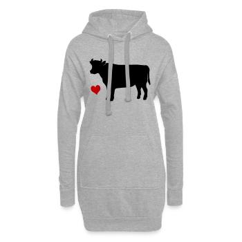 Kuh - Hoodie-Kleid - Grau meliert - Vorne