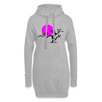 Arbre japonais - Sweat-shirt à capuche long Femme - gris chiné - Devant