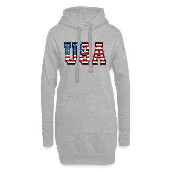 usa 3 - Sweat-shirt à capuche long Femme - gris chiné - Devant
