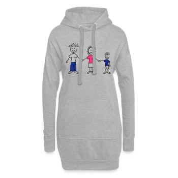 family_dad_and_mom_with_boy_3c - Hoodie-Kleid - Grau meliert - Vorne