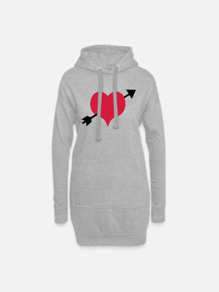 la flèche - Sweat-shirt à capuche long Femme - gris chiné