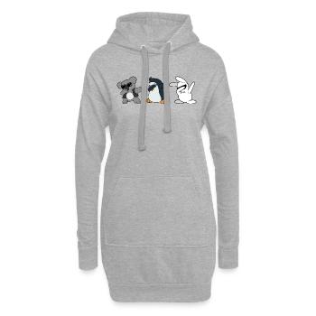 Dabbing Dab Koala Bär Pinguin Kaninchen Hase - Hoodie-Kleid - Grau meliert - Vorne
