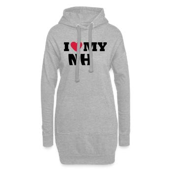 J'aime mon NH - Sweat-shirt à capuche long Femme - gris chiné - Devant