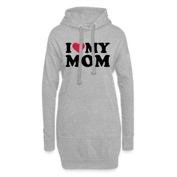 I love my Mom - Sweat-shirt à capuche long Femme - gris chiné - Devant