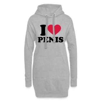 Penis - Hoodie-Kleid - Grau meliert - Vorne