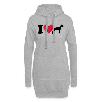 I love Boxer - Sweat-shirt à capuche long Femme - gris chiné - Devant