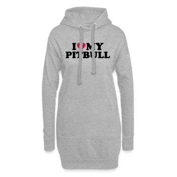 I love my Pitbull - Sweat-shirt à capuche long Femme - gris chiné - Devant