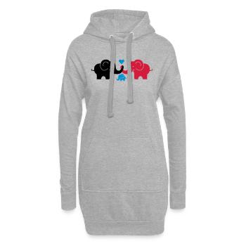 Elephants in Love with Baby - verliebte Elefanten - Hoodie-Kleid - Grau meliert - Vorne