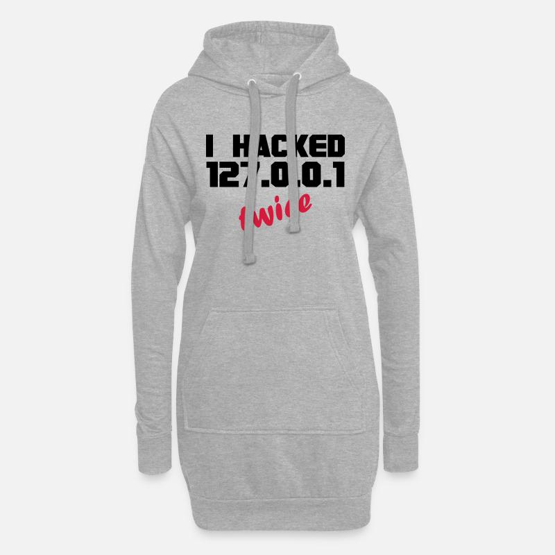 i hacked localhost twice - Hoodie-Kleid - Grau meliert