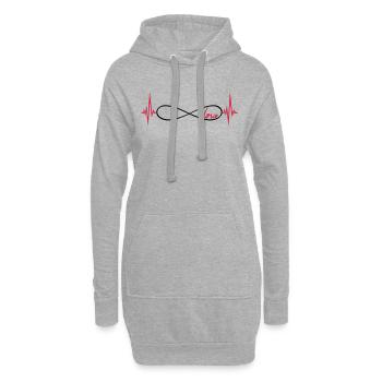 heartbeat pulse love infinite endless frequency ewi - Hoodie Dress - heather grey - Front