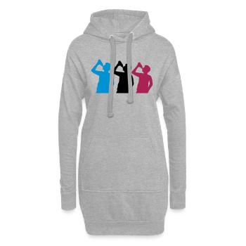 3 Freunde Bier trinken - Hoodie-Kleid - Grau meliert - Vorne