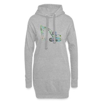 bagger,baufahrzeug,baggerfahren,graffiti,outline - Hoodie-Kleid - Grau meliert - Vorne