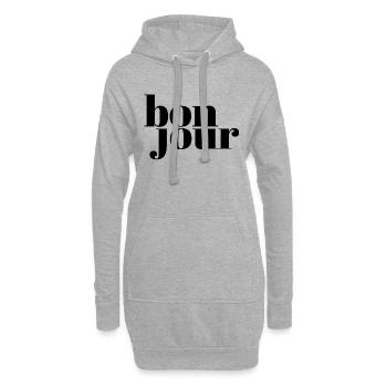 "bon jour" minimaliste - Sweat-shirt à capuche long Femme - gris chiné - Devant