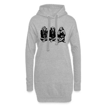 3_weise_affen - Sweat-shirt à capuche long Femme - gris chiné - Devant
