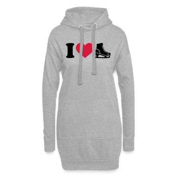 I love Schlittschuh - Hoodie-Kleid - Grau meliert - Vorne