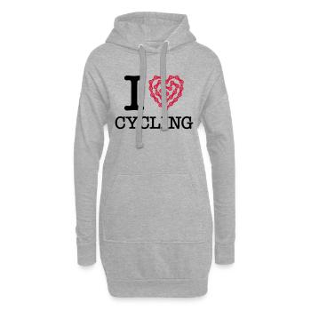 I Love Cycling - Sweat-shirt à capuche long Femme - gris chiné - Devant