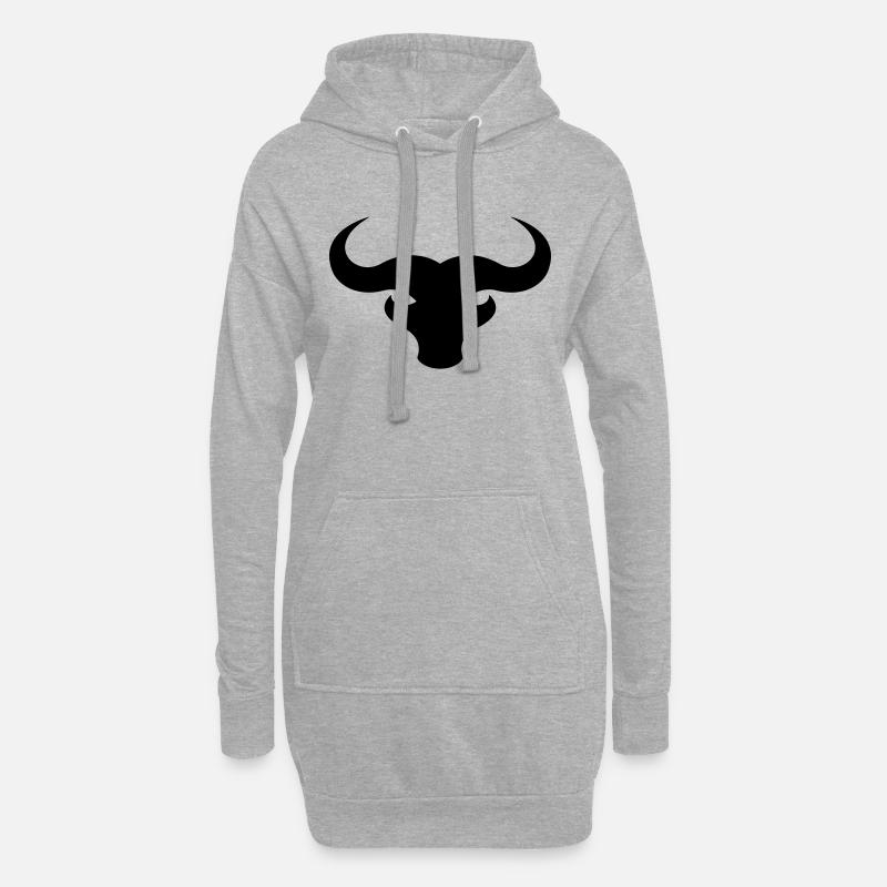 Stierkopf - Hoodie-Kleid - Grau meliert