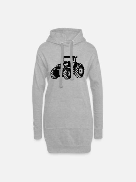 traktor_001 - Hoodie-Kleid - Grau meliert