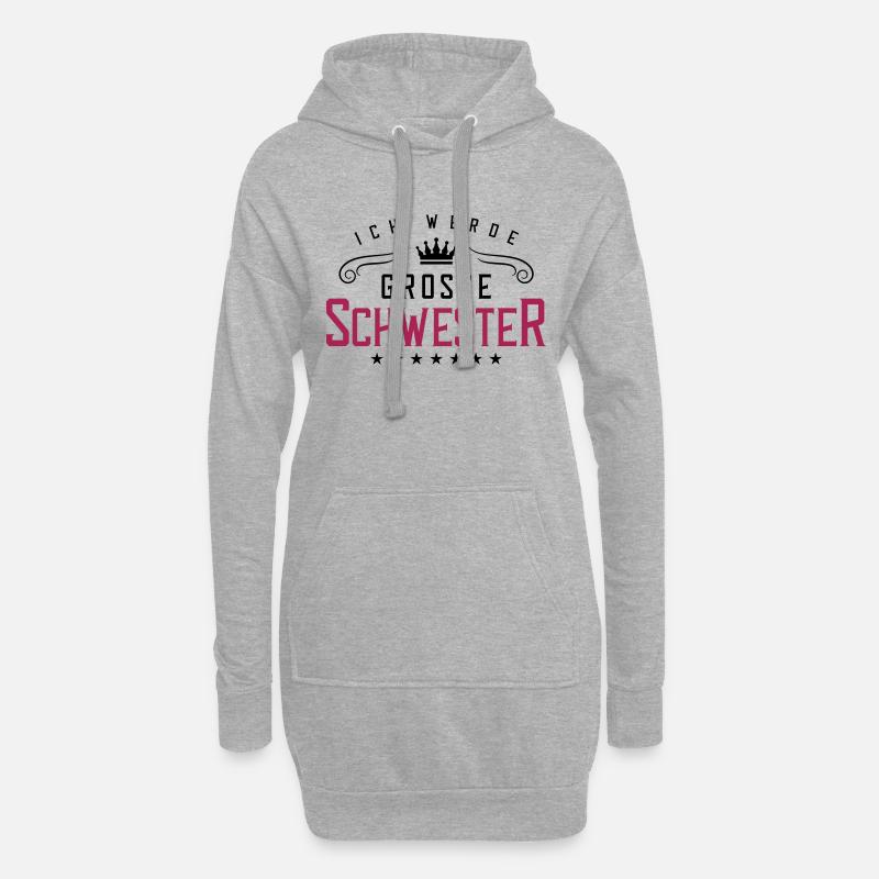 ich werde grosse schwester - Hoodie-Kleid - Grau meliert
