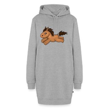 Pferd - Hoodie-Kleid - Grau meliert - Vorne - AI Model Female 172 light (172cm)