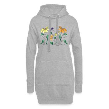 Fleur - Sweat-shirt à capuche long Femme - gris chiné - Devant