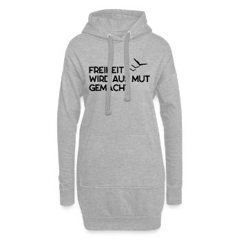 Freiheit wird aus Mut gemacht - Hoodie-Kleid - Grau meliert - Vorne