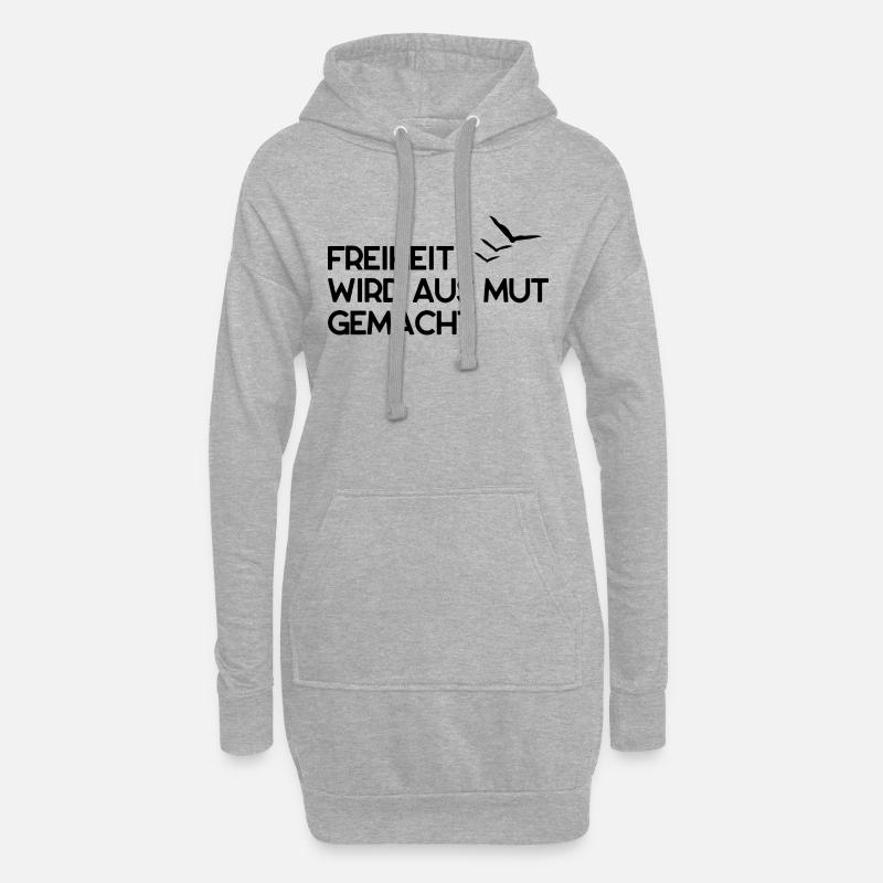 Freiheit wird aus Mut gemacht - Hoodie-Kleid - Grau meliert