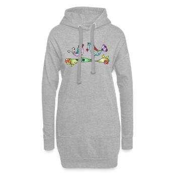 Vögel - Hoodie-Kleid - Grau meliert - Vorne
