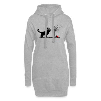 Design de printemps - chat, pissenlit, coccinelle - Sweat-shirt à capuche long Femme - gris chiné - Devant