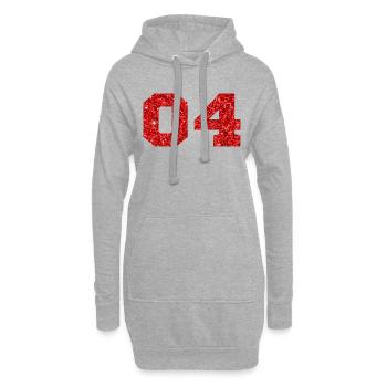 Nummer 4 Roter Glitzer - 4. Jahrestag - Hoodie-Kleid - Grau meliert - Vorne