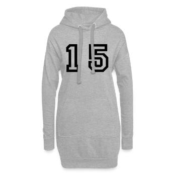 nombre - 15 - quinze - Sweat-shirt à capuche long Femme - gris chiné - Devant
