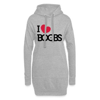 I love Boobs - Hoodie-Kleid - Grau meliert - Vorne