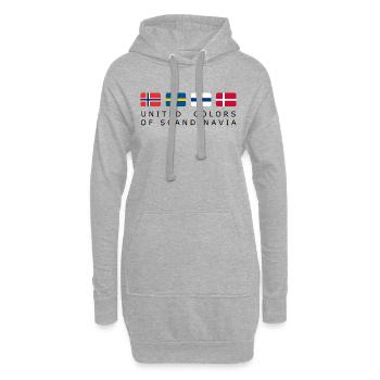 UNITED COLORS de la Scandinavie en lettres noires - Sweat-shirt à capuche long Femme - gris chiné - Devant