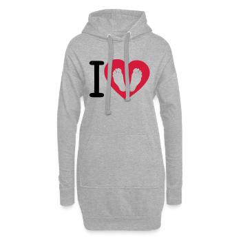 i love ce que vous voulez pied cool - Sweat-shirt à capuche long Femme - gris chiné - Devant