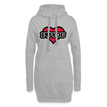 I love you - Sweat-shirt à capuche long Femme - gris chiné - Devant