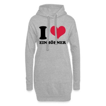 I Love Einhörner - Hoodie-Kleid - Grau meliert - Vorne