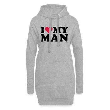 I love my Man - Hoodie-Kleid - Grau meliert - Vorne