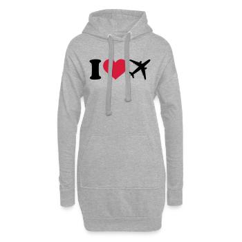 Flugzeug - Hoodie-Kleid - Grau meliert - Vorne
