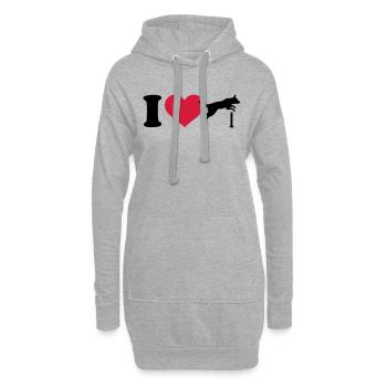 I love Agility - Sweat-shirt à capuche long Femme - gris chiné - Devant