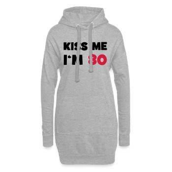 80 / anniversaire / Sport / Fête / quatre vingt - Sweat-shirt à capuche long Femme - gris chiné - Devant