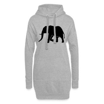 Elefant - Elephant - Hoodie-Kleid - Grau meliert - Vorne