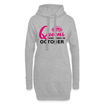 queens are born in october - Hoodie-Kleid - Grau meliert - Vorne