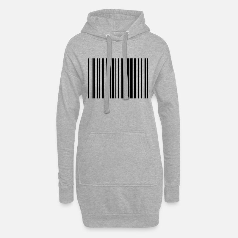 Striped barcode code strip - Hoodie Dress - heather grey