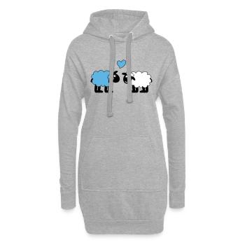 glücklich verliebte Schafe Schäfchen Lämmer Herz - Hoodie-Kleid - Grau meliert - Vorne