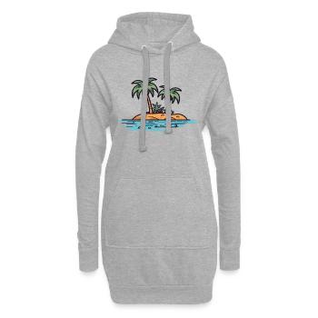 Ile aux palmiers - Sweat-shirt à capuche long Femme - gris chiné - Devant