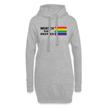 Mensch statt deutsch Spruch Pride Flagge - Hoodie-Kleid - Grau meliert - Vorne