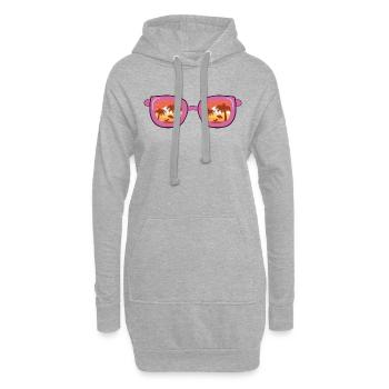 lunettes de soleil - Sweat-shirt à capuche long Femme - gris chiné - Devant