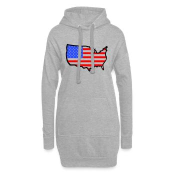 USA-Flaggen-Land Gliederung - Hoodie-Kleid - Grau meliert - Vorne